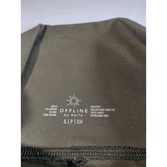 Aerie Offline Goals Hi Rise Long Inseam Olive Green Leggings With Pockets Sz XS - Picture 10 of 10
